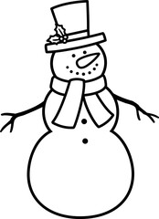 Winter Christmas classic snowman outline icon.
Traditional snowman character line vector design isolated.
Transparent background. SVG.