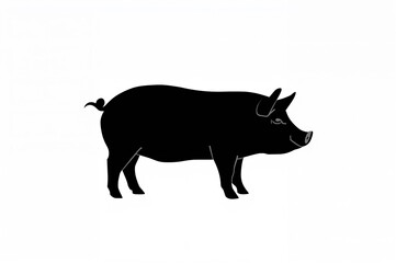 Fototapeta premium Black and white pig silhouette illustration on a plain background. Vector graphic image.