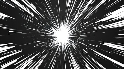 Dynamic Black and White Bursting Light Rays Abstract Background