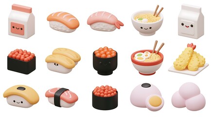 Adorable kawaii sushi and food collection