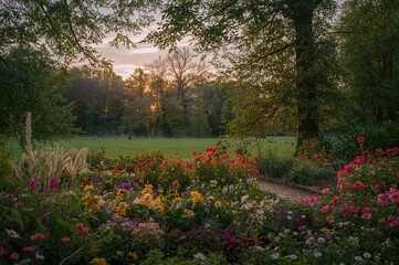 Sunset at a Park by the Riverside