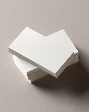 Stacked White Blank Business Cards Mockup