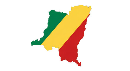 Republic of the congo map outline with flag isolated on transparent background the map of congo is filled with the congolese flag, creating a unique and patriotic design