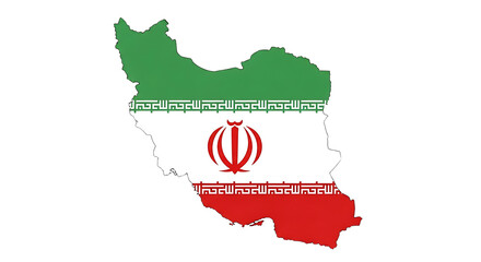 Map of iran isolated on transparent background showing the iranian flag, a unique blend of geography and national identity, symbolizing the countrys rich history and cultural heritage