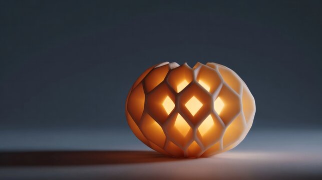 Intricately carved luminary egg glows with ethereal warmth, evoking Diwali elegance and Ostaras rebirth under the moonlit sky