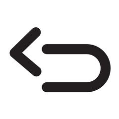 back button icon with outline style and black color
