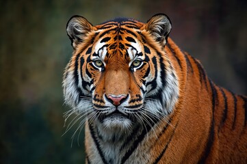 Fototapeta premium Captive Sumatran Tiger Panthera Tigris Sumatrae Close-up Portrait