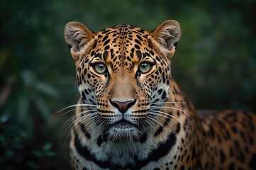 Obraz premium Close-up of a female leopard, Panthera pardus kotiya, in its natural habitat