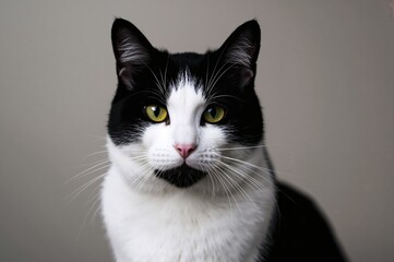 Monochrome feline portrait in classic style