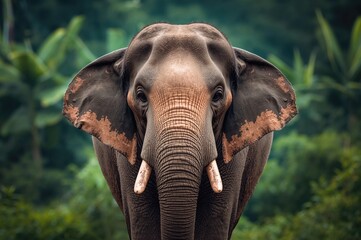 Fototapeta premium Close-up of a Large Elephant in its Natural Habitat