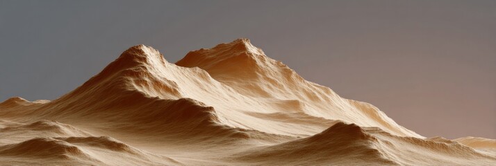 Golden dune mountains rise majestically, resembling caramel peaks on a surreal desert landscape, invoking Earth Day and Maslenitsa vibes