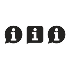 Minimalist 'i' information icons in speech bubbles for digital use