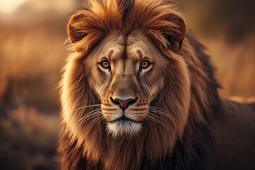 Fototapeta premium Close-up of a feline with mane-like fur in a natural setting