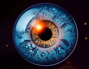 Cybernetic Eye with Circuit Board Iris.