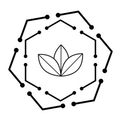Sustainable Innovation Line Icon. Eco and AI Fusion