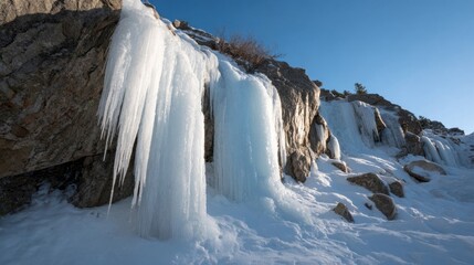 Icicles cascade in frozen harmony, echoing Solstice whispers, ethereal frost weaving tales of Yule and Sapporo Snow Festival