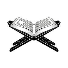 Open Holy Book on Rehal Stand | Quran Reading Symbol | Islamic Religious Vector Icon