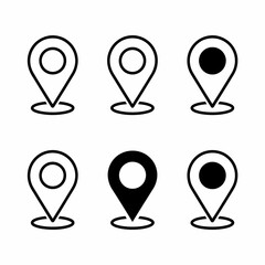 Minimalist location pin icons set for navigation and geolocation applications