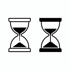 Two hourglasses contrasting time passage and measurement symbols minimalist design