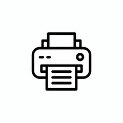 Simple black and white line art icon of a printer for digital and print use