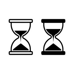 Minimalist hourglass icons representing time passing and measurement