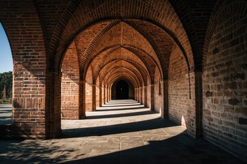 Obraz premium Stone Chapel Features Pointed Archways Creating an Open-Air Passageway