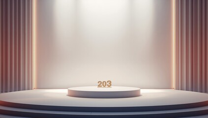 Award ceremony podium showing vacant first, second, and third positions