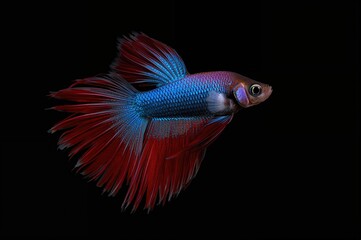 Fototapeta premium Capture of a Betta fish swimming on a dark background