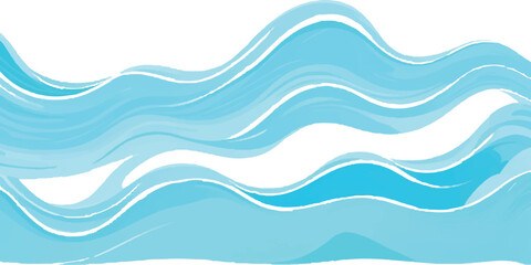 Abstract turquoise painting with flowing lines conveys a sense of calm simplicity