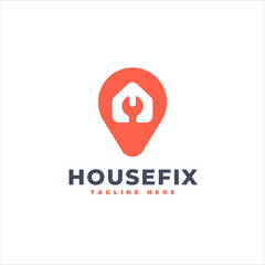 Home Repair Location Pin Logo Template Brand Identity