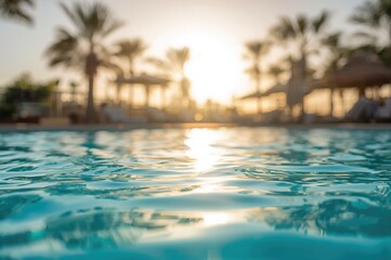 Blurred background of a swimming pool for a relaxing holiday atmosphere