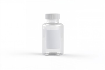 White background with a plastic pill container
