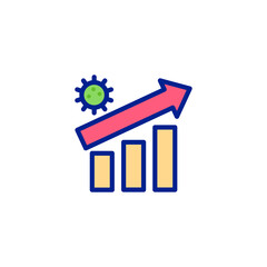 Coronavirus Cases Increase Icon in Teal Blue Pink Color with Transparent Background