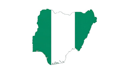 Map of nigeria isolated on transparent background showing the countrys borders and national flag, a symbol of nigerian identity and geography, representing the nations unity and heritage
