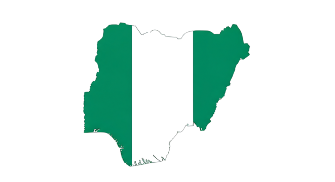 Map of nigeria isolated on transparent background showing the countrys borders and national flag, a symbol of nigerian identity and geography, representing the nations unity and heritage - Powered by Adobe