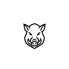 Wild Boar Face Logo - Moderen Minimalist Animal Design Logo Vector 