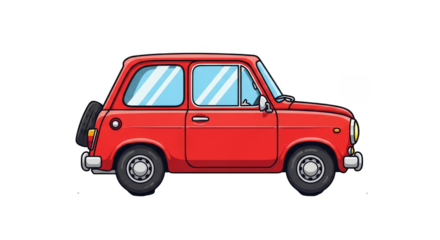 Retro red car stands out