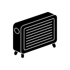 Illustration of a black radiator on transparent background silhouette