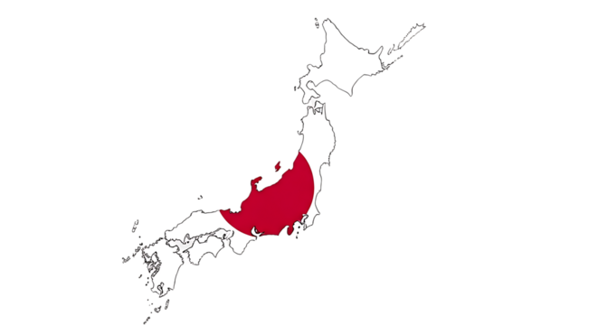Map of japan with the national flag isolated on transparent background this illustration represents the geographical shape of the country with its flag colors and symbol - Powered by Adobe