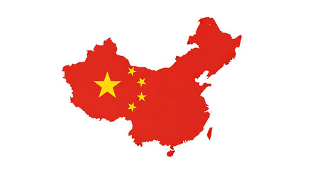 Map of china with the national flag isolated on transparent background this illustration represents the geographical shape of the country with its flag colors and symbol