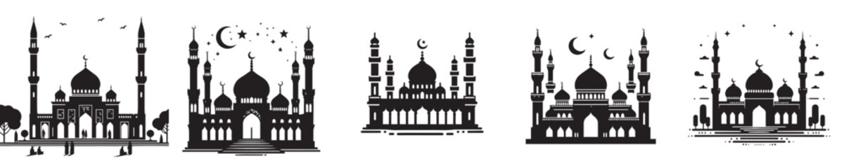 Mosques in silhouette