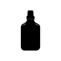 Silhouette of a bottle with cap on on transparent background