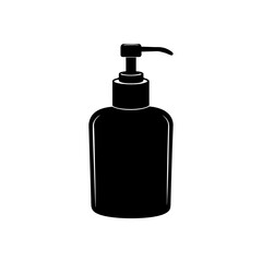 Black lotion dispenser silhouette art on transparent background