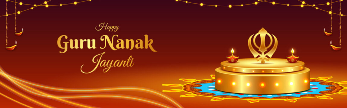 Vector illustration of Happy Guru Nanak Gurpurab social media template