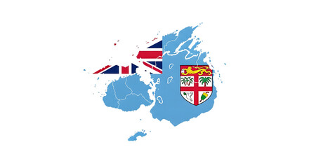 Fiji map outline with flag isolated on transparent background the national symbol of fiji in the shape of a country vector illustration for infographic, banner, or background