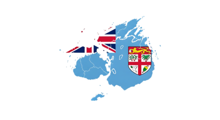 Fiji map outline with flag isolated on transparent background the national symbol of fiji in the shape of a country vector illustration for infographic, banner, or background