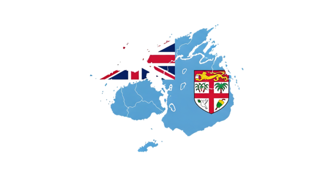 Fiji map outline with flag isolated on transparent background the national symbol of fiji in the shape of a country vector illustration for infographic, banner, or background