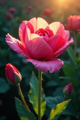 Dew-kissed petals, vibrant hues, morning light, artistic, petals, plant