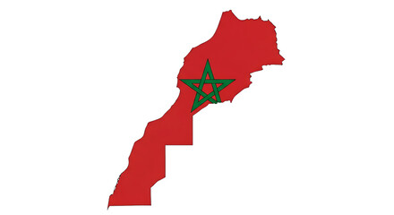 Morocco map flag isolated on transparent background this design integrates the geographical outline of morocco with its national flag, creating a unique and symbolic representation of the country