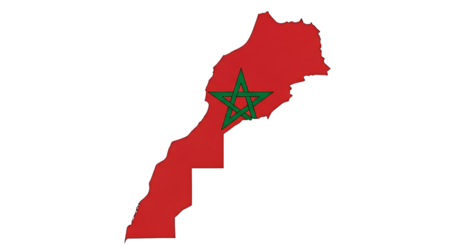 Morocco map flag isolated on transparent background this design integrates the geographical outline of morocco with its national flag, creating a unique and symbolic representation of the country